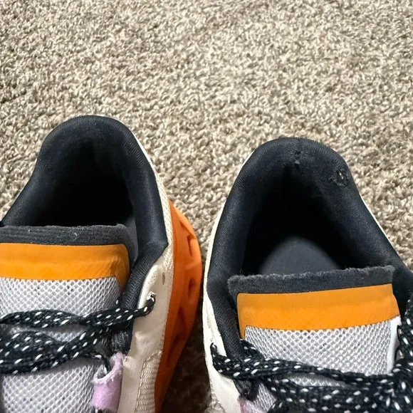 ON clouds Women's Athletic Shoes - White and Orange Accents - Picture 7 of 8